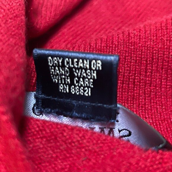 El Daws Womens Pure Cashmere Sweater Small Long Sleeve Button High Collar Red - Picture 4 of 9